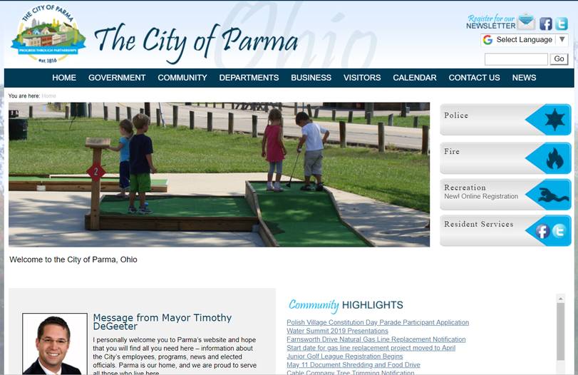 Municipal site screenshot
